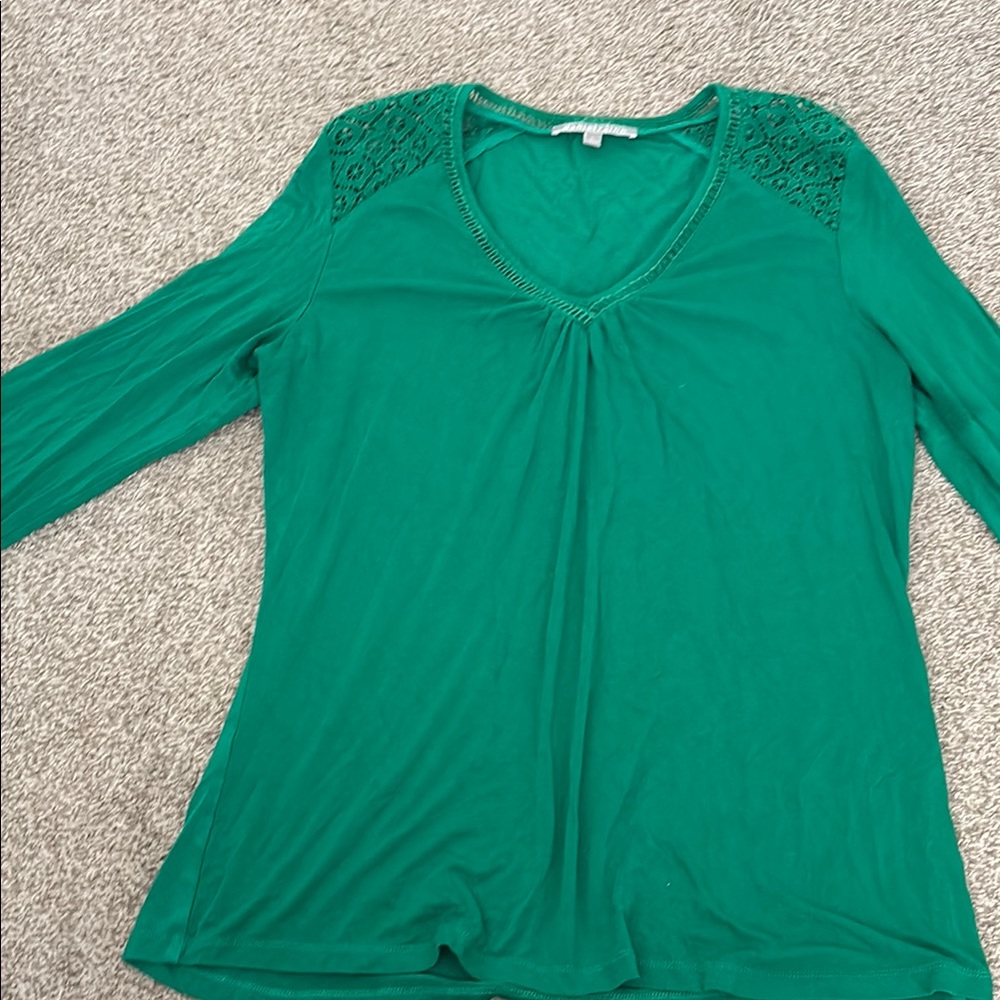 Stitch Fix Daniel Rainn Green Ruched Long Sleeve Blouse